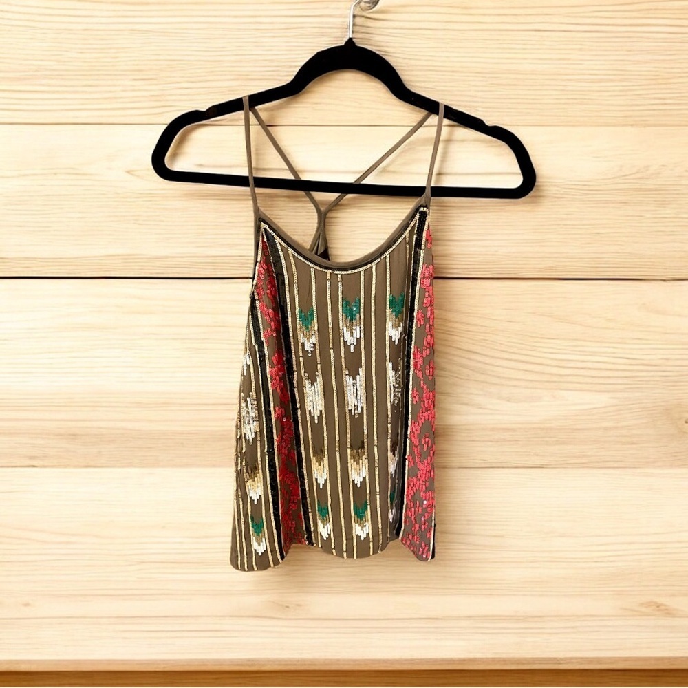 Single Los Angeles Tina Tank, Size S, Olive Green w/Gold, Orange, Black+…